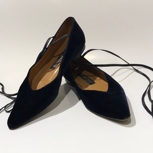 Sergio Rossi navy blue velvet flats size40